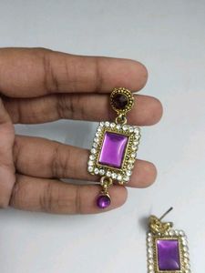 Purple Long Earring