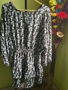 Floral Print Ruffle Hem Dress