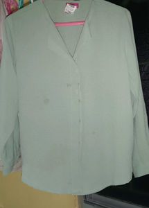 Vintage Green Button-Up Blouse