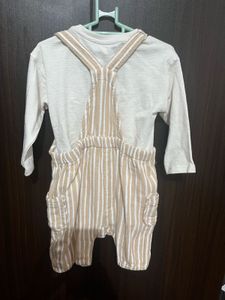 Baby -9-12 Months Stripped Dungarees