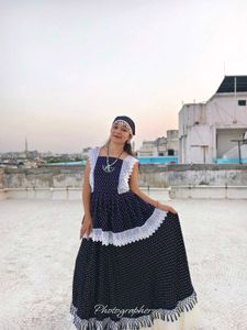 Polka Dot Maxi Dress with Lace Details