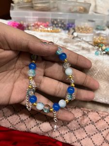 chain blue beaded Charm Bracelet