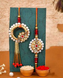Elegant Pearl Premium Rakhi Set