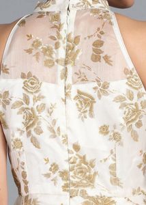 Ethnovog Off-White Brown Printed Fir To Flare Gown
