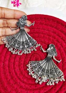 Silver Oxidized Garba Earrings