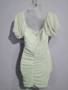 WHITE RUCHED BODYCON