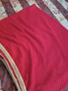Red Dupatta with Gold Lace