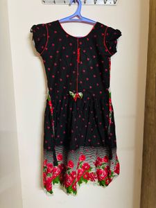Cotton Brown Floral Design Frock