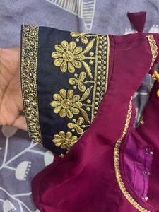 Elegant Maroon Embroidered Saree