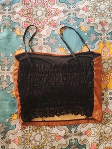 Brown Faux Leather Corset Top