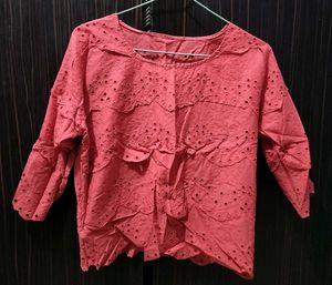 Red Cut Out Top