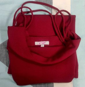 Burgundy Fit &amp; Flare Dress