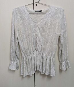 Silver Foil Print Top