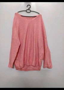 Coral V-Neck Long Sleeve Top