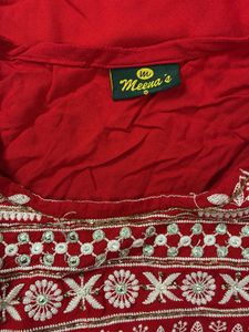 Red Embroidered Kurta Set