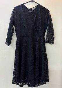 Elegant Black Lace Wrap Dress
