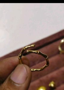 Italian 18k Gold Plated Bamboo-Style Ring