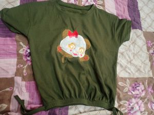 Cute Olive Green Graphic Tee