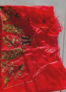 Red Embroidered Blouse Piece