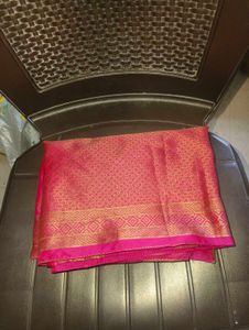 Pink Floral Banarasi Silk Dupatta