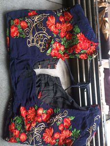 Embroidered Navy Blouse