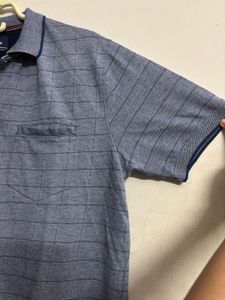Pro-Tex Blue Checkered Polo T Shirt