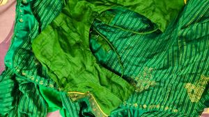 Bottle Green Saree With Blouse