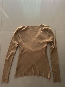 Ribbed Wrap-Front Long Sleeve Top