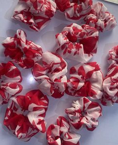Red & White Floral Scrunchies handmade