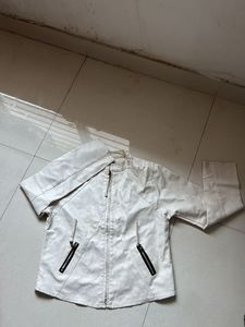 White Used Leather Jacket