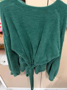 Emerald Green Fuzzy Wrap Top
