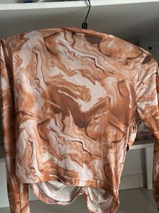 Brown Pretty  Mesh Top