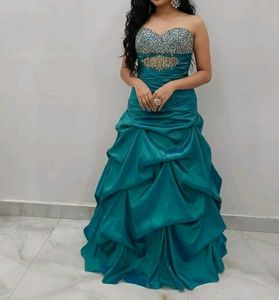Teal Strapless Gown