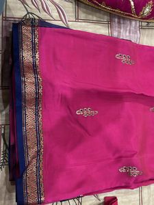 Pink &amp; Blue Slik Saree