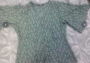 Green Floral Printed Flutter Sleeves Georgette Top