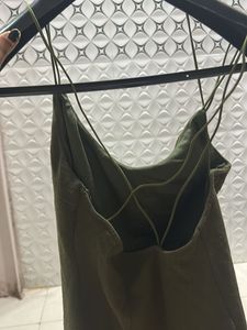 Olive Green Spaghetti Strap Dress