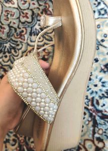 Elegant Pearl Platform Sandals