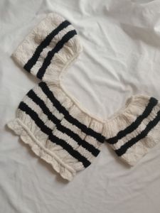 Crochet Embellished Off Shoulder Crop Top