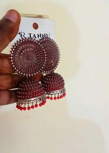 Red Oxidised Earrings