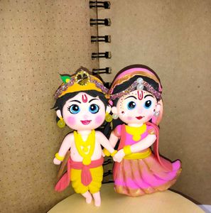 Radha Krishna Clay Couple