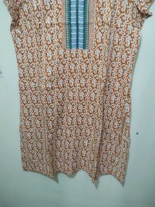 Aurelia orange white Printed kurta