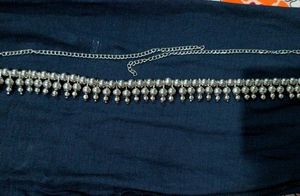 Silver beaded chain hip belt