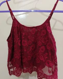scarlet bloom lace spaghetti crop top
