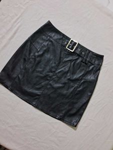 Black Belted Mini Skirt