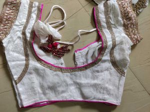 Heavy Work White Pink Lehenga Choli Set