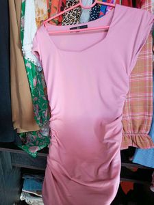 H&amp;M Pink Ruched Bodycon Mini Dress