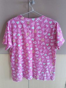 Pink Heart Print Tee