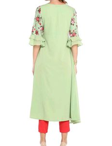 Women&#39;s Light Green PolyCrepe A- Line Kurta