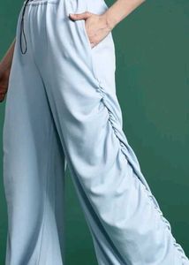 Light Blue Ruched Wide Leg Pants