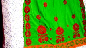 Embroidered  Chikenkari Green Kurta
